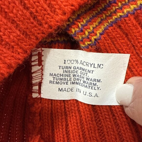 Le Tigre Coogi Style Vintage Knit Cosby Aztec Printed Sweater Red Medium - Picture 6 of 12